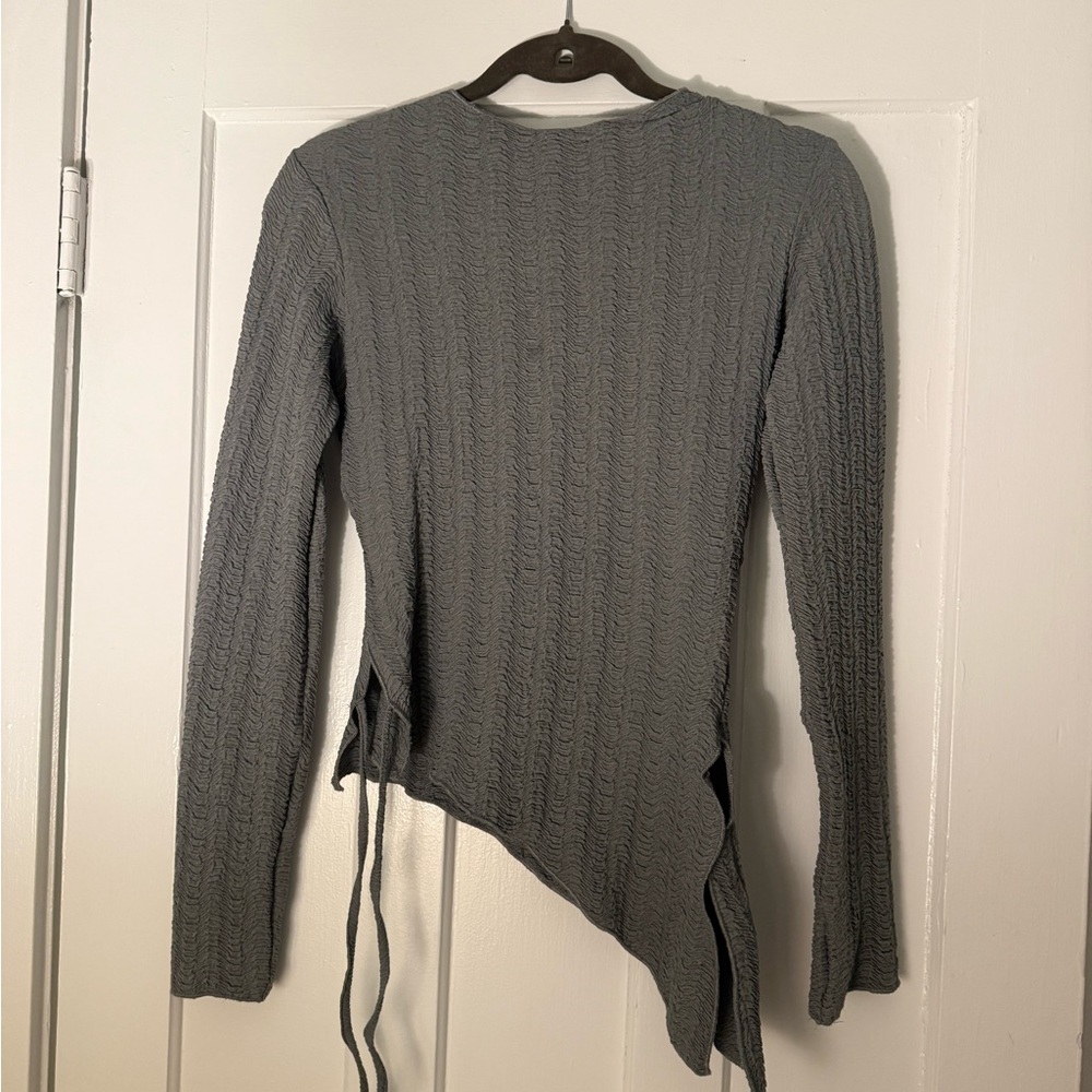 Gray Asymmetrical Long Sleeve